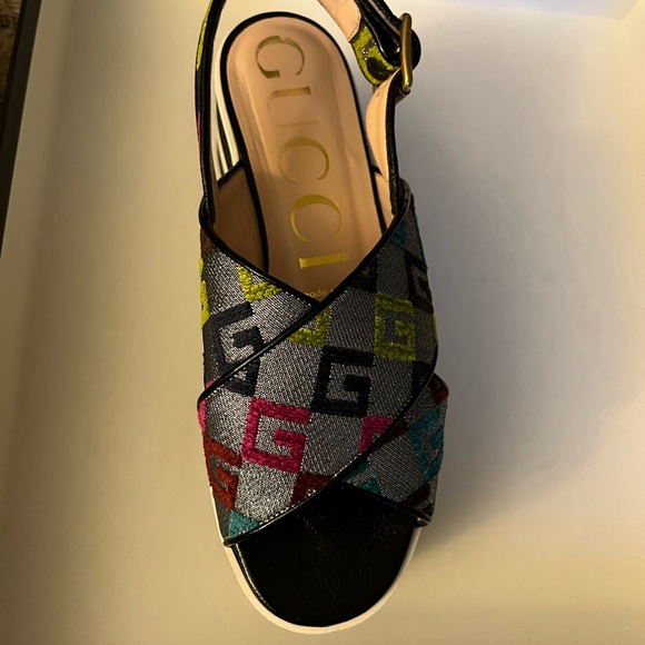 Gucci T. Velvet GG LUREX CUBE SKIPPER MULTICOLOR SANDALS 36.5 - Picture 10 of 15